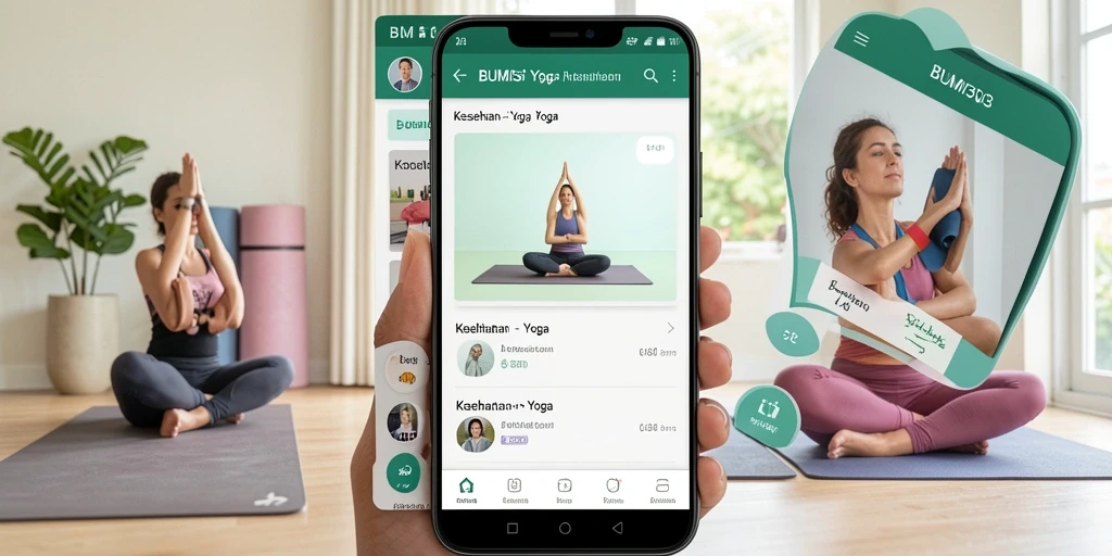 Antarmuka pengguna BUMI303 yang menarik dan mudah digunakan untuk latihan yoga.