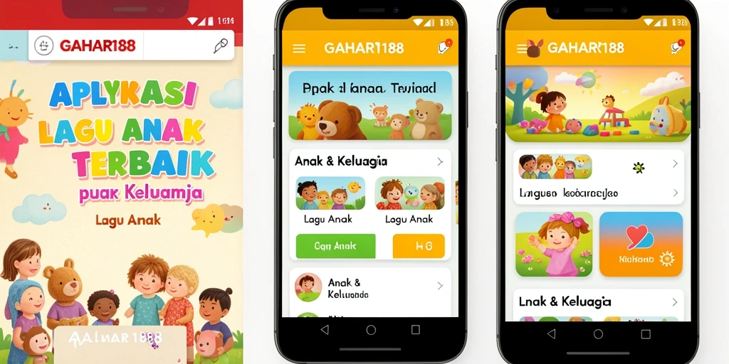 Antarmuka ramah anak GAHAR188 menampilkan berbagai lagu edukatif.