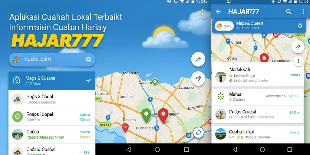 Antarmuka aplikasi HAJAR777 yang menarik dan informatif tentang Cuaca Lokal.
