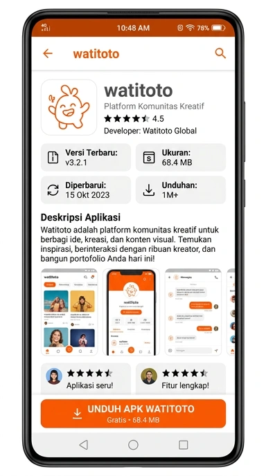 Tampilan halaman APK watitoto