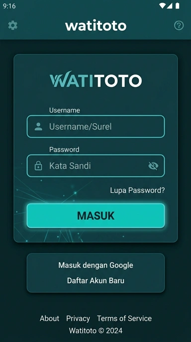 Tampilan halaman login watitoto